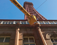 Cherry Picker used for work on the base of Blackpool Tower