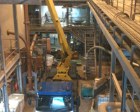 Cherry Picker used inside of a factory to access places normaly out of reach